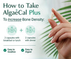 AlgaeCal®  Plus Organic Red Algae Calcium – Complete Bone Density Support with Vitamin K2 MK7, Vitamin D3, Magnesium & Essential Trace Minerals – 120 Vegetarian Capsules