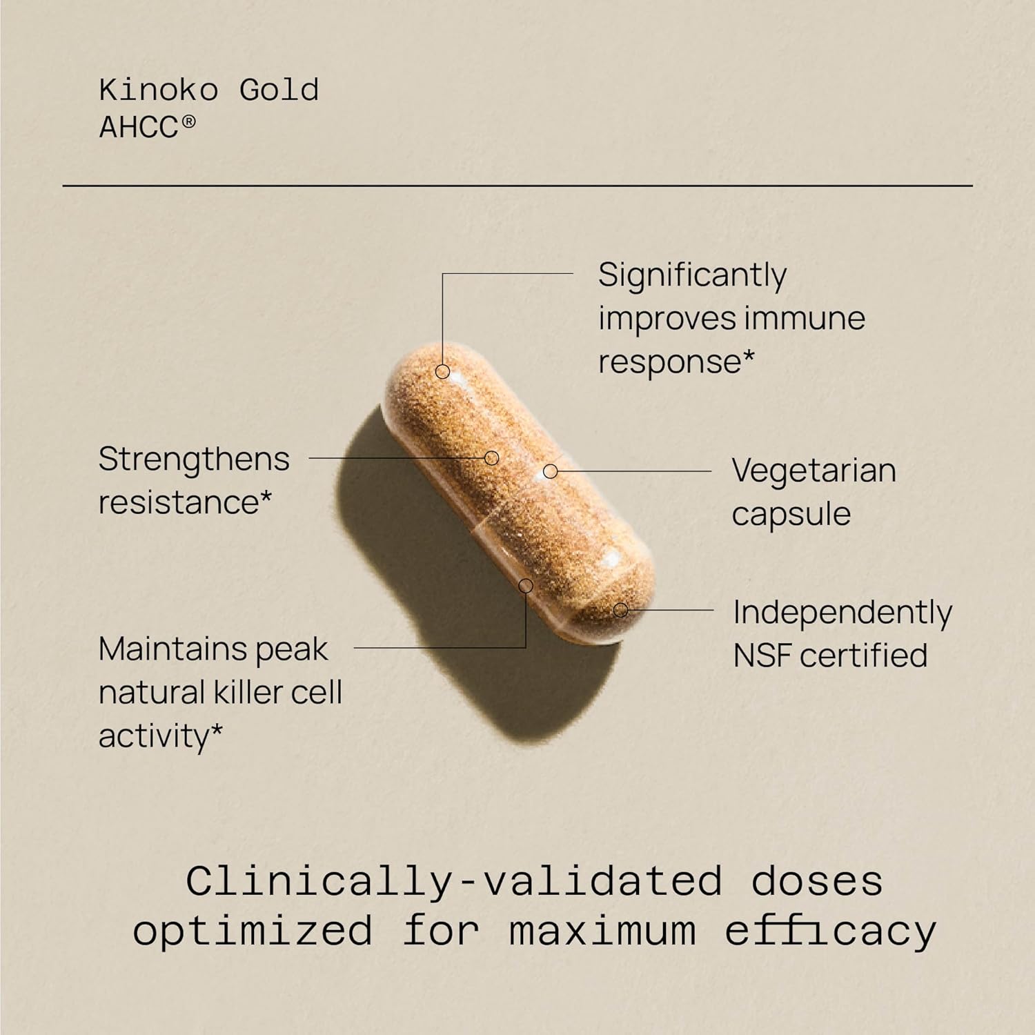 Quality of Life Premium Kinoko Gold AHCC Supplement, 500 mg per Capsule, Supports Immune Health, Liver Function, Maintains Natural Killer Cell Activity & Enhances Cytokine Production, 60 Veg Capsules