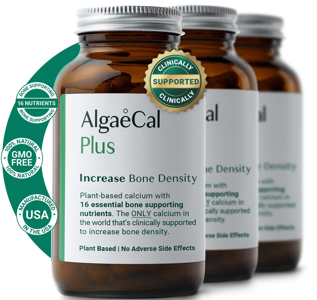 AlgaeCal®  Plus Organic Red Algae Calcium – Complete Bone Density Support with Vitamin K2 MK7, Vitamin D3, Magnesium & Essential Trace Minerals – 120 Vegetarian Capsules