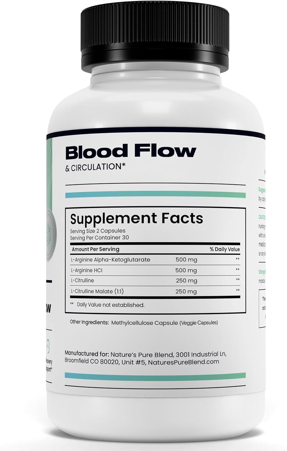 Nature's Pure Blend Nitric Oxide Supplements for Men – L-Arginine L-Citrulline – Heart Support & Flow Circulation Booster – 1500MG L Arginine and L Citrulline, Preworkout, Bodybuilding