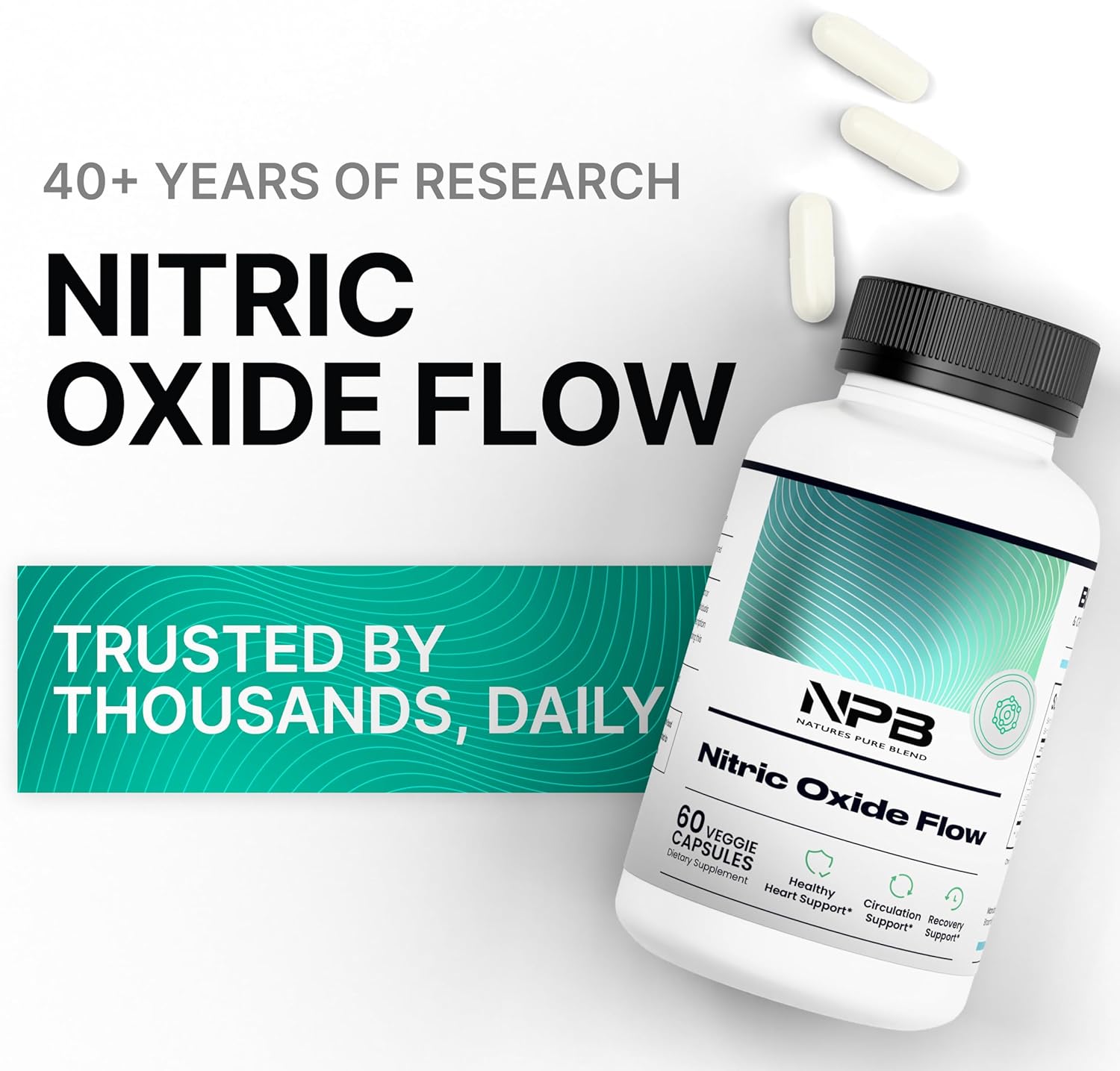 Nature's Pure Blend Nitric Oxide Supplements for Men – L-Arginine L-Citrulline – Heart Support & Flow Circulation Booster – 1500MG L Arginine and L Citrulline, Preworkout, Bodybuilding