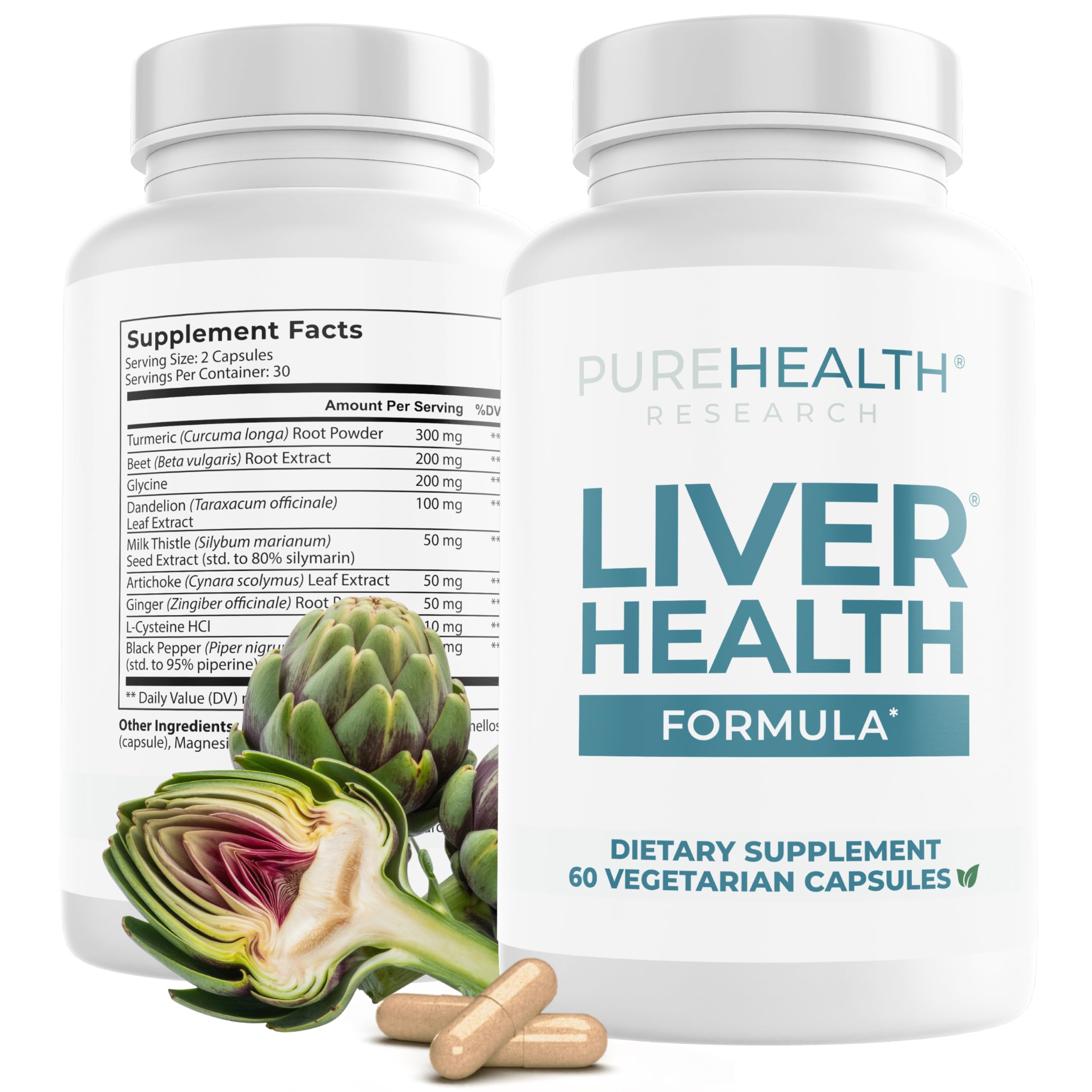 PUREHEALTH RESEARCH Liver Health Formula for Metabolism Support (60 Capsules)