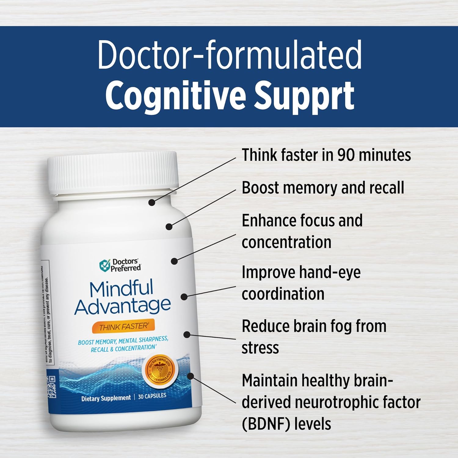 Mindful Advantage Brain Supplements for Memory and Focus 30 Capsules