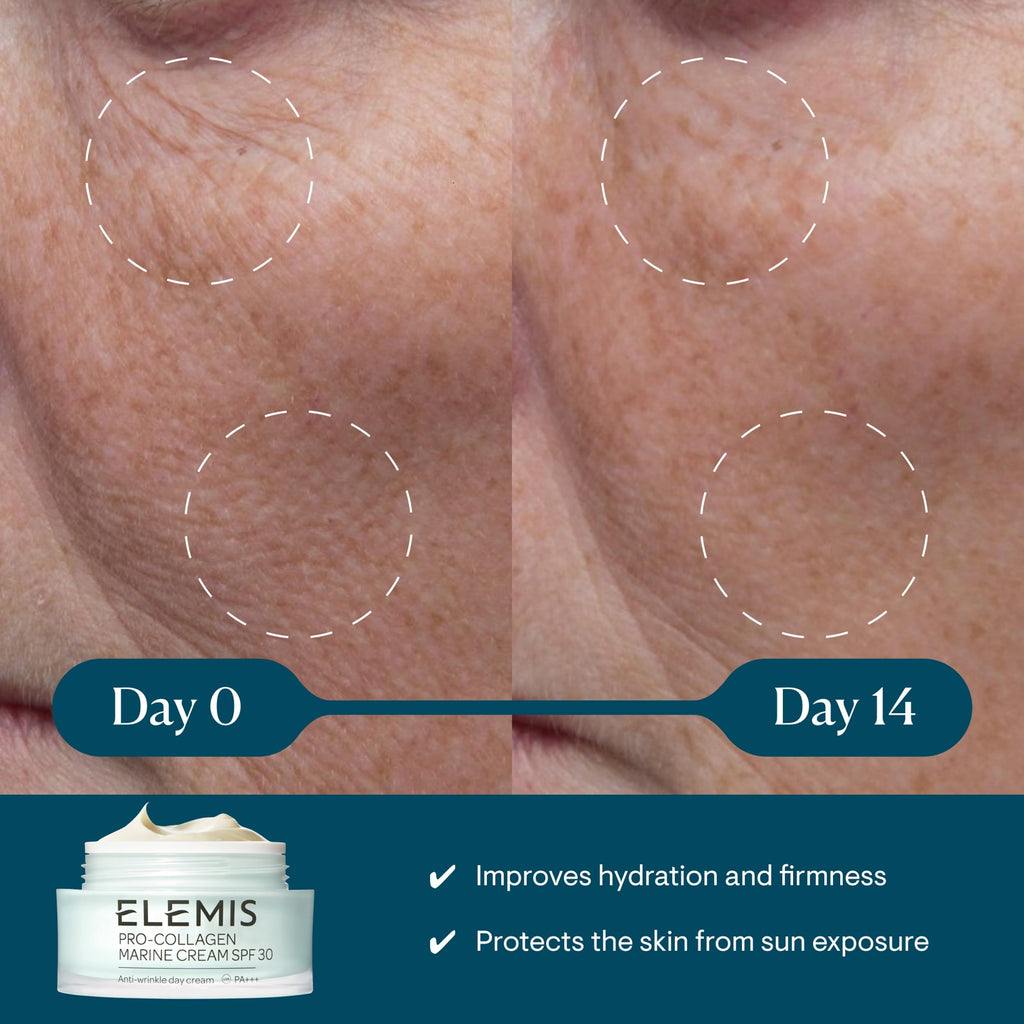 ELEMIS Pro-Collagen Marine Cream SPF 30, Lightweight Anti-Wrinkle Daily Facial Moisturizer 1.69oz